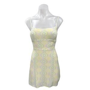 Aritzia Sun-Deh Yellow Floral Sleeveless Cami Camisole Mini A-line Dress Size XS